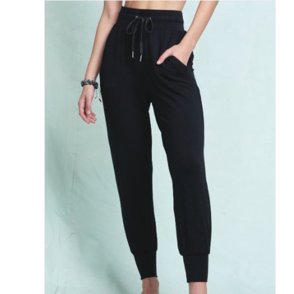 Pants - New High Waisted  Black Drawstring Joggers